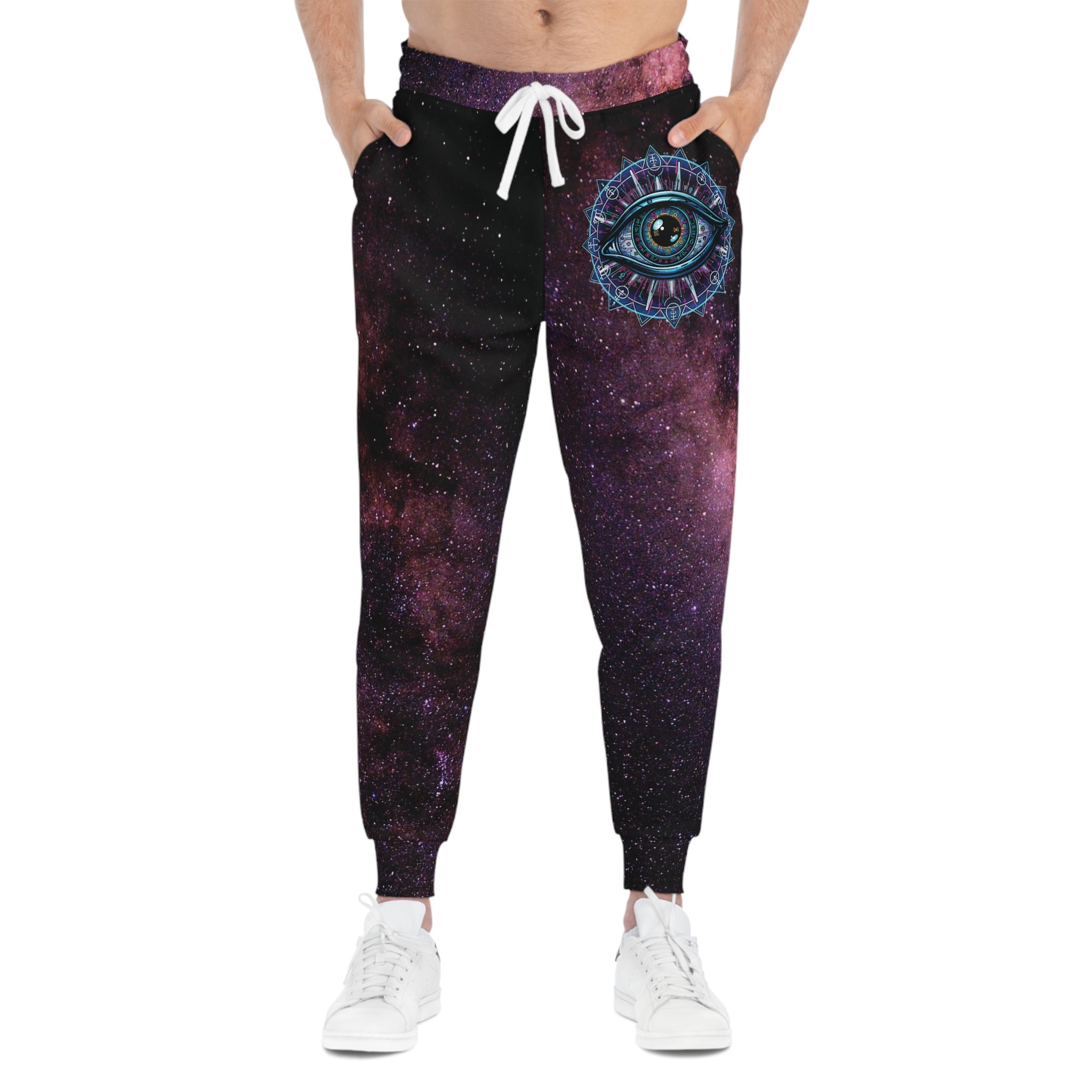 Red Geometric Athletic Joggers — Bold All - Over - Print Streetwear - EyESore
